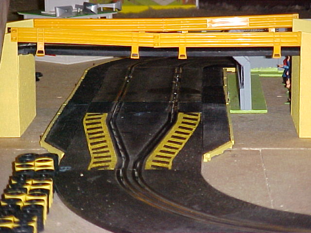 View along track under bridge