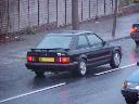 Blue Ford Escort, rear and side
