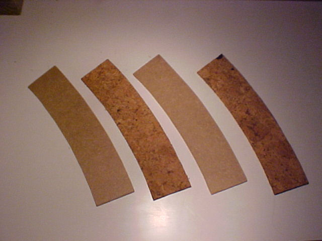 Bits of hardboard and cork cut to shape