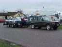 Landrover Discovery and Ford Escort on trailer